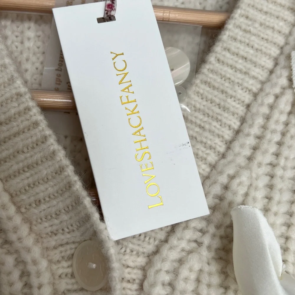LoveShackFancy Cream Sweater with Bow Details - Picture 2 of 7